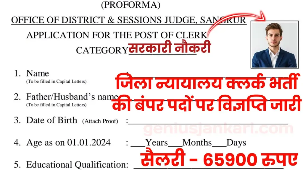 Sangrur District Court Clerk Vacancy जल नययलय कलरक भरत क