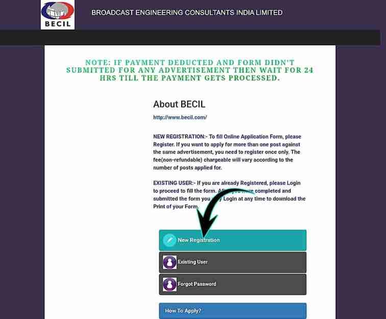 How To Apply BECIL Group D Bharti 2024