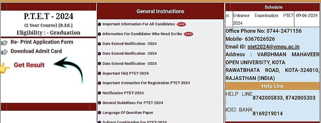 PTET VMOU Result 2024