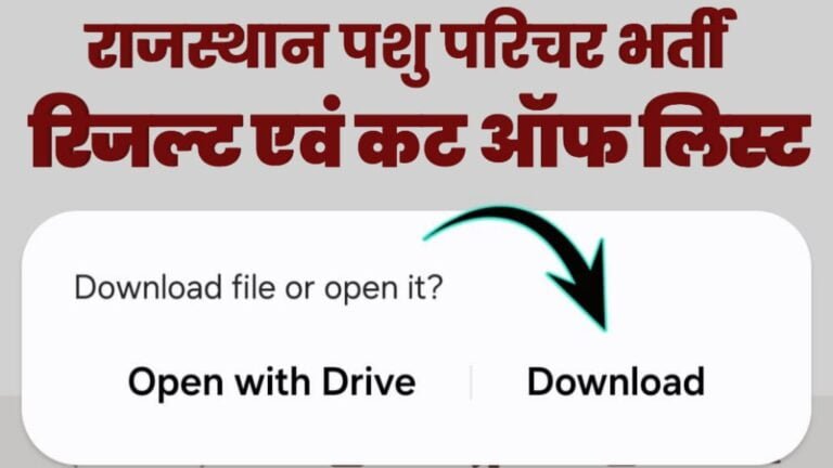 Rajasthan Animal Attendant Result 2025