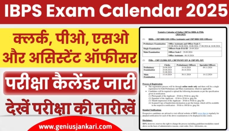 IBPS Exam Calendar 2025