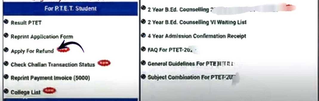 Rajasthan PTET Fees Refund