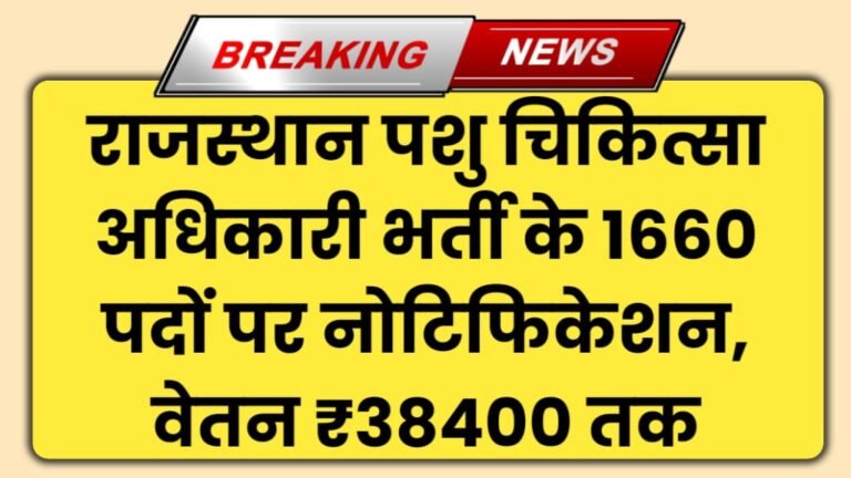 Rajasthan Veterinary Officer Bharti 2025