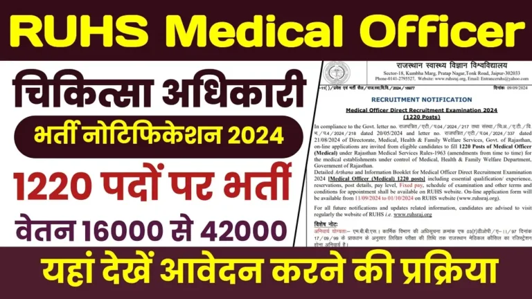 RUHS Medical Officer Bharti 2024