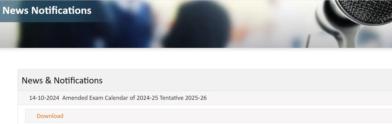 Amended Exam Calendar of 2024-25 Tentative 2025-26