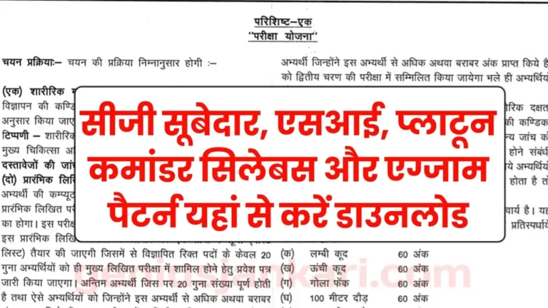 CG Sub Inspector Syllabus 2025