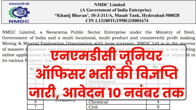 NMDC Junior Officer Vacancy 2024