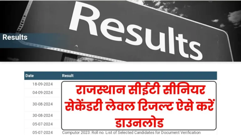 Rajasthan CET 12th Level Result 2024