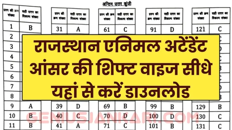 Rajasthan Pashu Parichar Answer Key 2024