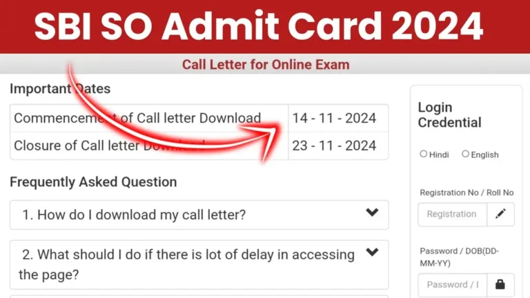 SBI SO Admit Card 2024