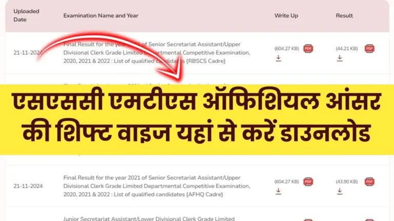 SSC MTS Answer Key 2024