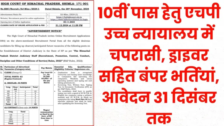 HP High Court Vacancy 2024