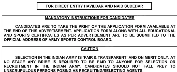 Indian Army Havildar And Naib Subedar Vacancy 2025 Notification