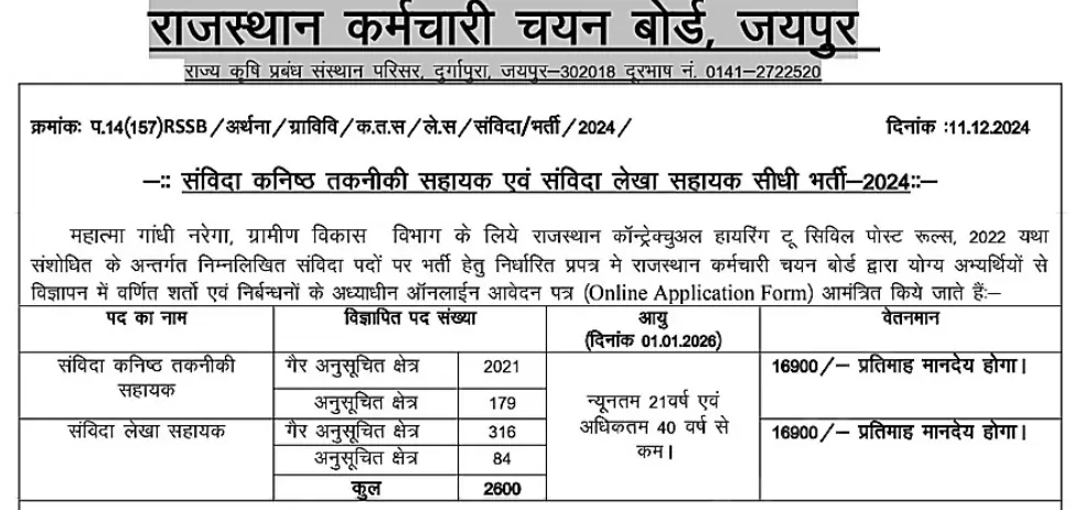 RSMSSB TRA And Accountant Assistant Vacancy 2025 Notification