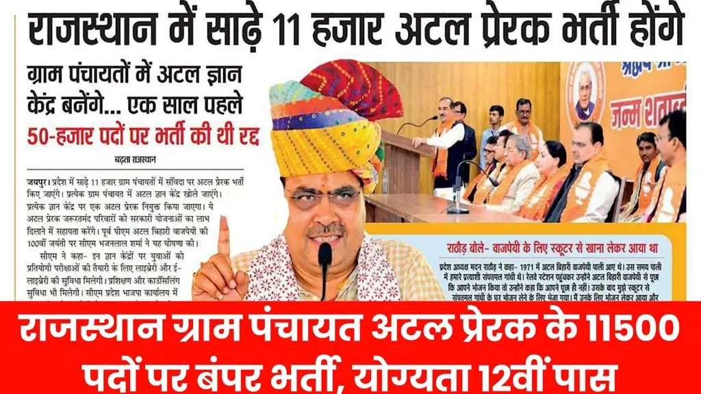 Rajasthan Panchayat Atal Prerak Vacancy 2025