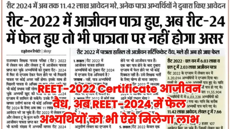 REET Certificate Validity 2025