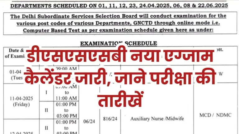 DSSSB Exam Calendar 2025