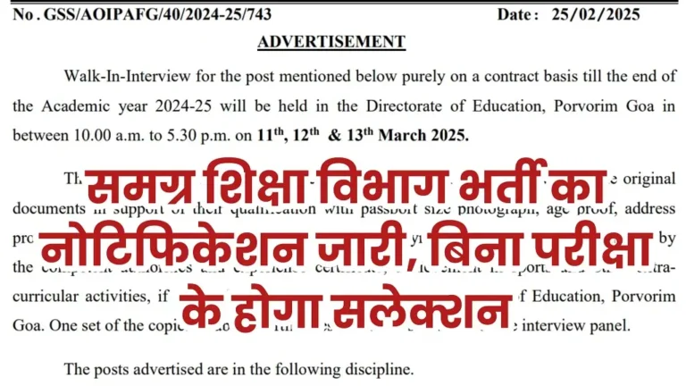 Samagra Shikha Vibhag Vacancy 2025