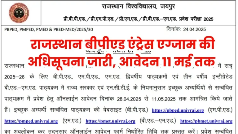 Rajasthan BPEd Entrance Exam 2025