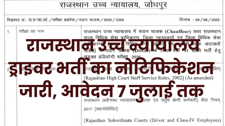 HCRAJ Driver Vacancy 2025