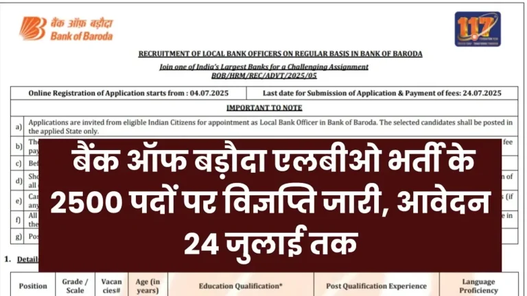 Bank of Baroda LBO Vacancy 2025