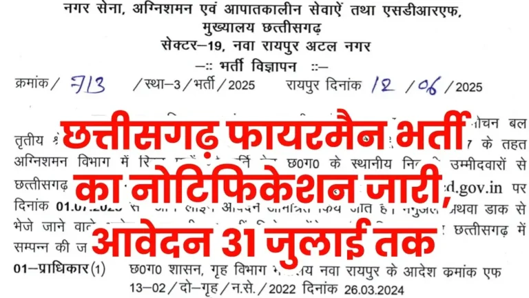 CG Fireman Vacancy 2025